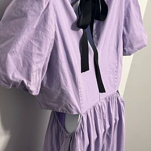 Peter Som Cut Out MIDI Lavender Puff Sleeve Dress